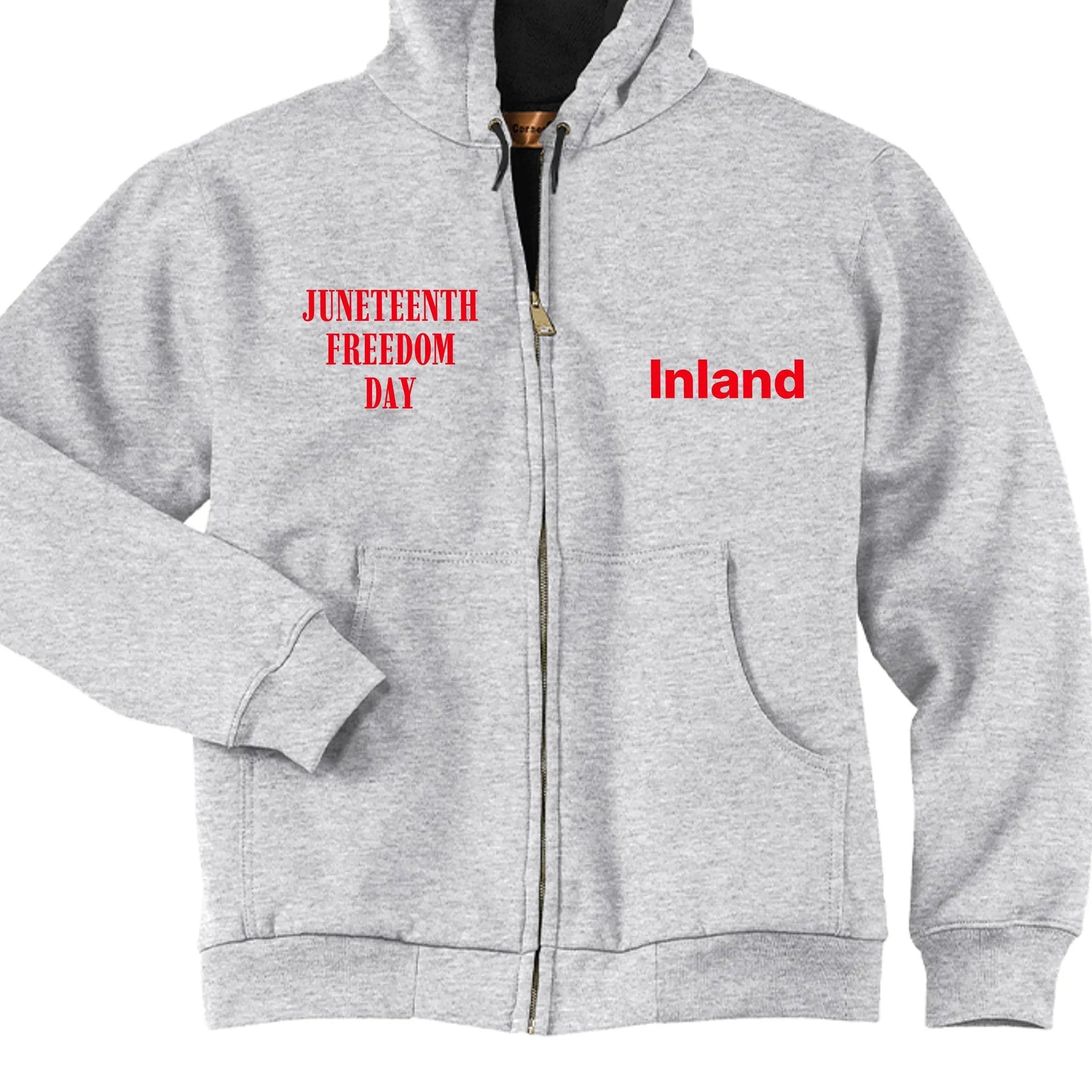 Full-Zip Hooded Sweatshirt With Thermal Lining For Mens JUNETEENTH FREE by Inland Leather Co