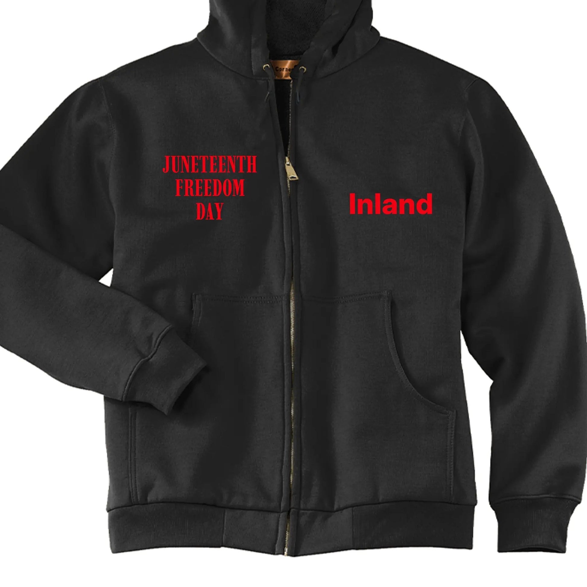 Full-Zip Hooded Sweatshirt With Thermal Lining For Mens JUNETEENTH FREE by Inland Leather Co