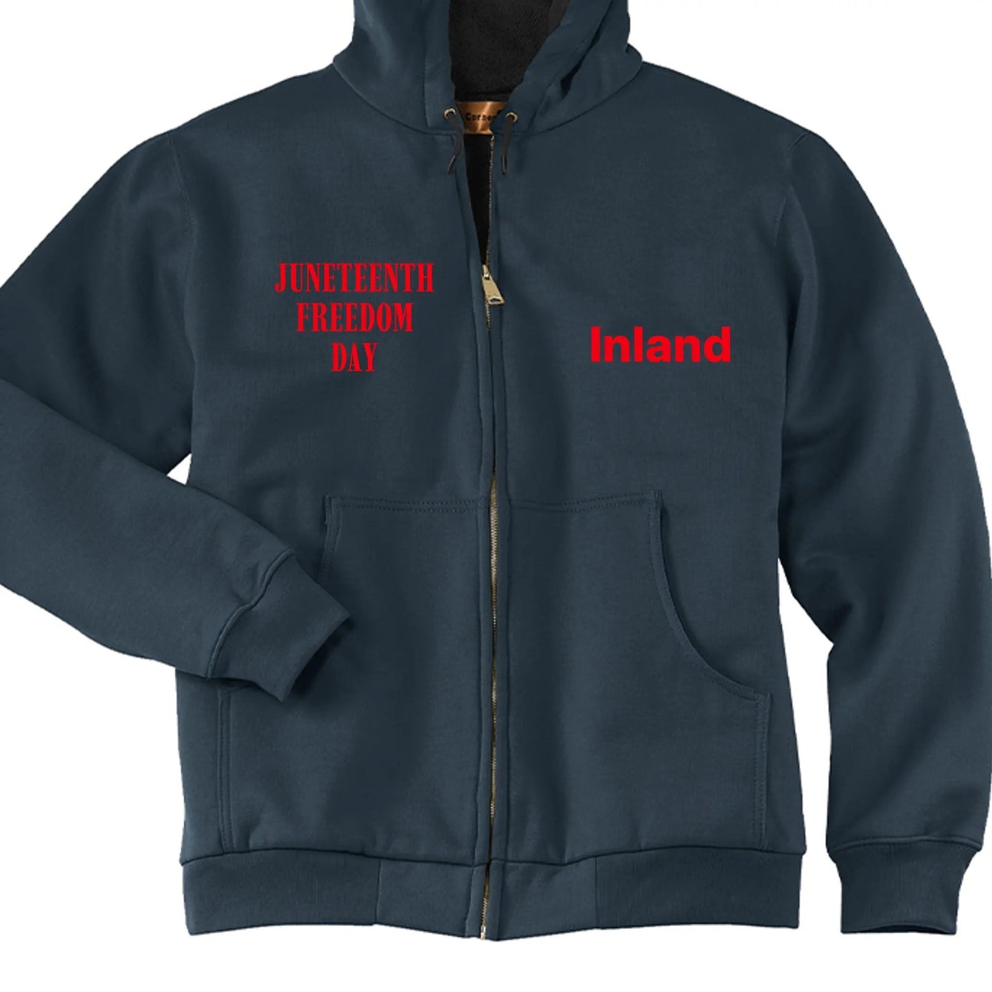 Full-Zip Hooded Sweatshirt With Thermal Lining For Mens JUNETEENTH FREE by Inland Leather Co