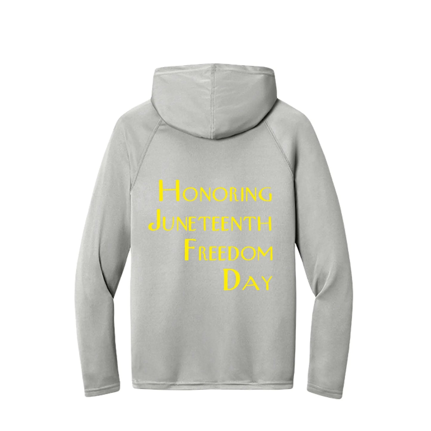 Men's Long-Sleeve Hooded T-shirt Honoring Juneteenth Freedom by Inland Leather Co