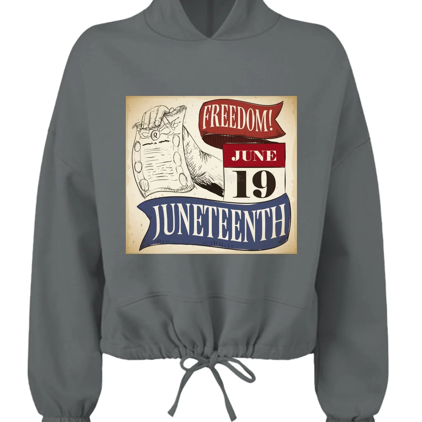 TD085 Ladies' Cropped Oversize Hood Celebrate Juneteenth Day by Inland Leather Co