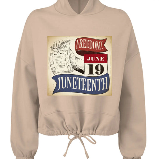 TD085 Ladies' Cropped Oversize Hood Celebrate Juneteenth Day by Inland Leather Co
