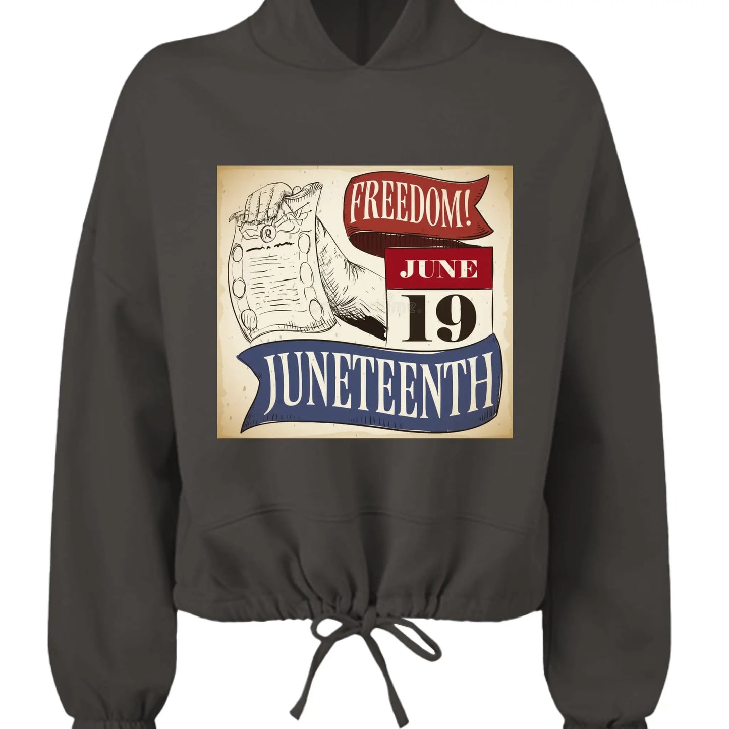 TD085 Ladies' Cropped Oversize Hood Celebrate Juneteenth Day by Inland Leather Co