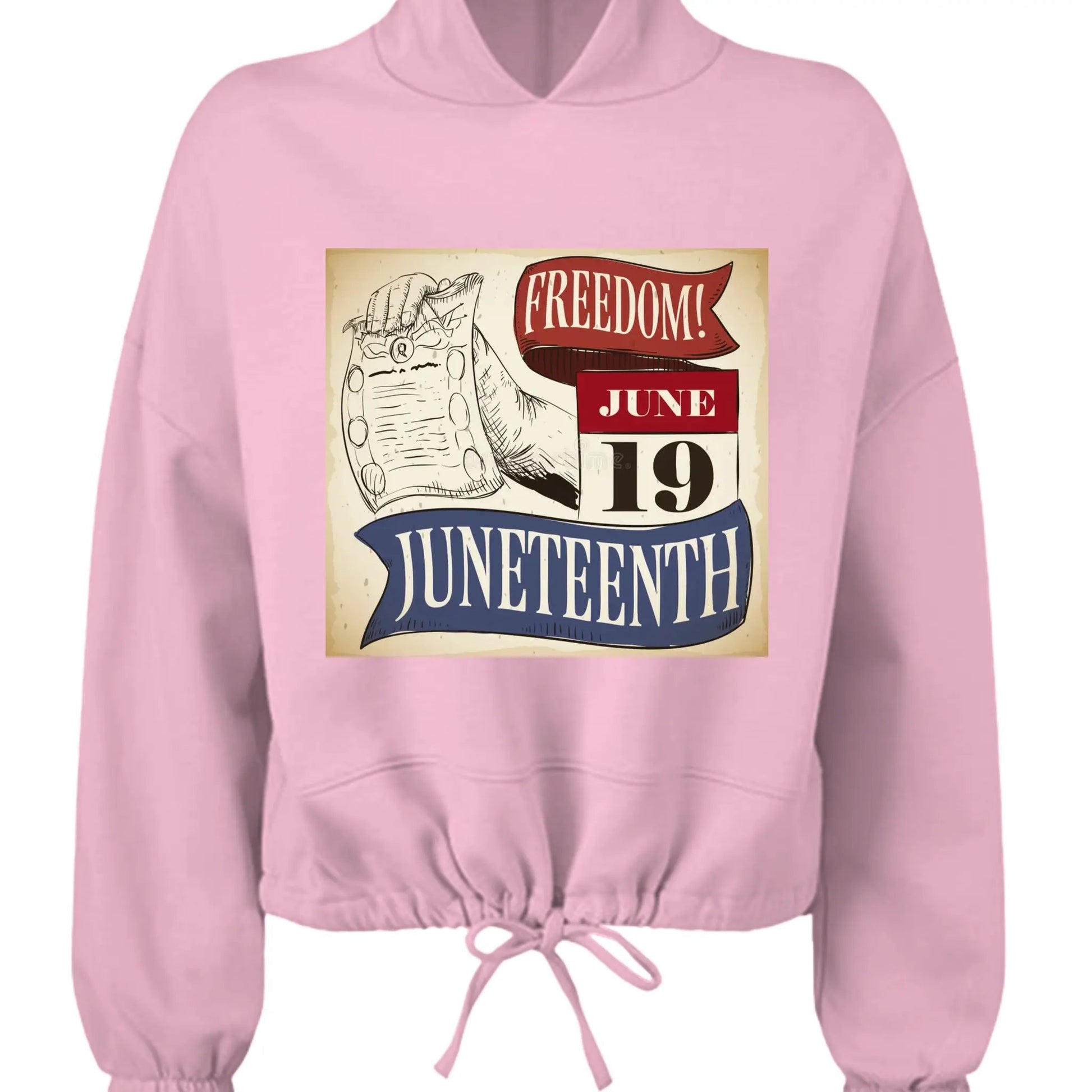 TD085 Ladies' Cropped Oversize Hood Celebrate Juneteenth Day by Inland Leather Co