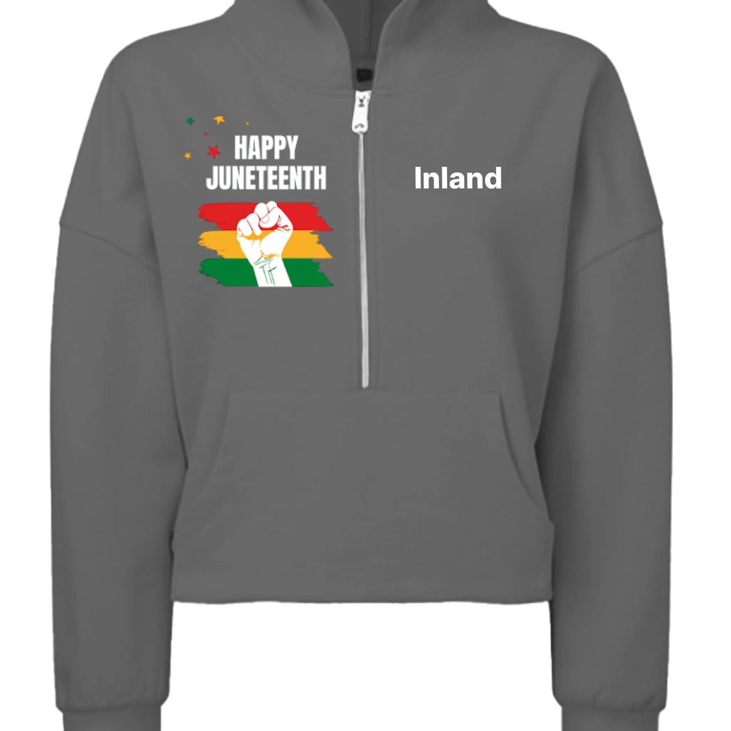 TD077 Ladies' Alice Half-Zip Hooded Sweatshirt - Juneteenth Day by Inland Leather Co