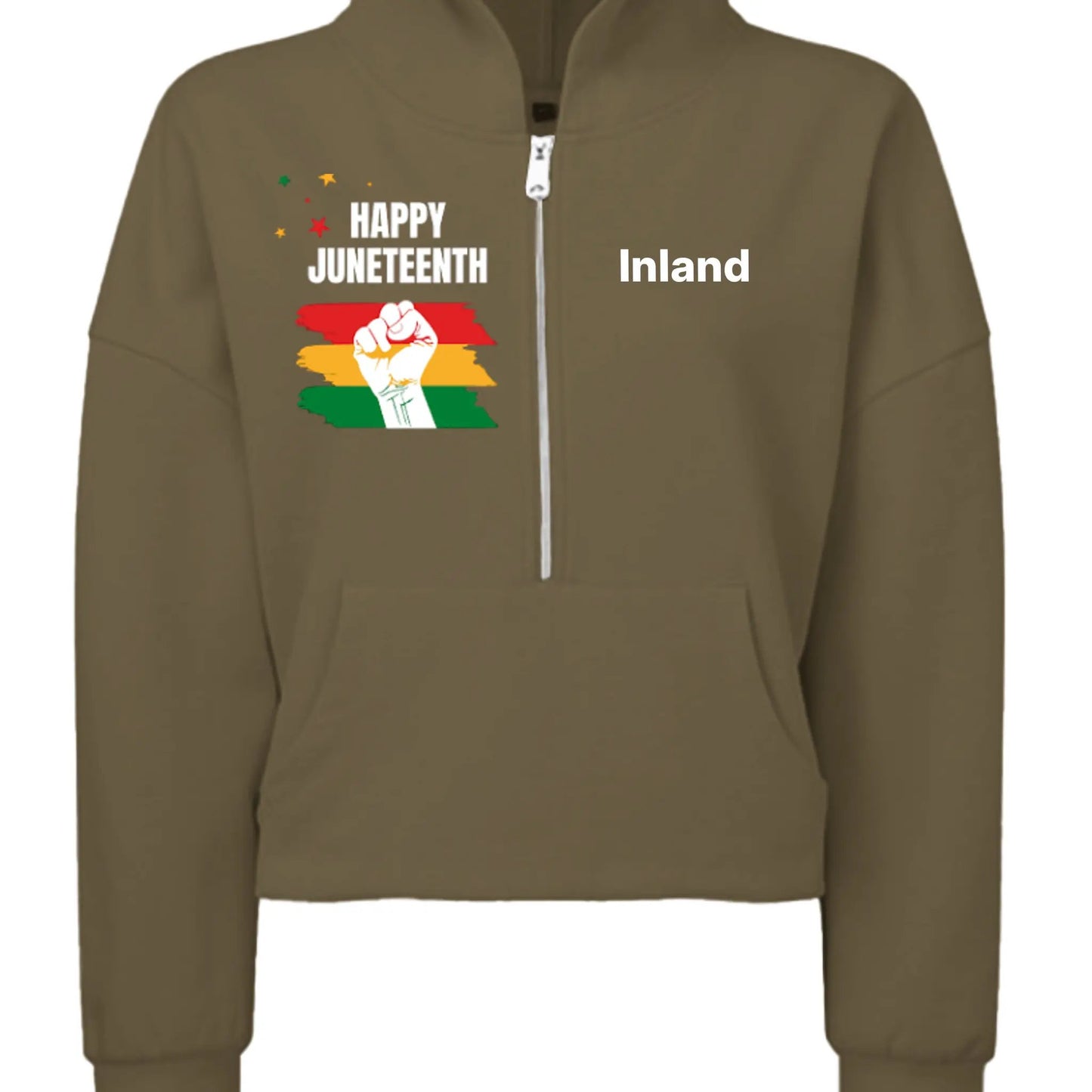TD077 Ladies' Alice Half-Zip Hooded Sweatshirt - Juneteenth Day by Inland Leather Co
