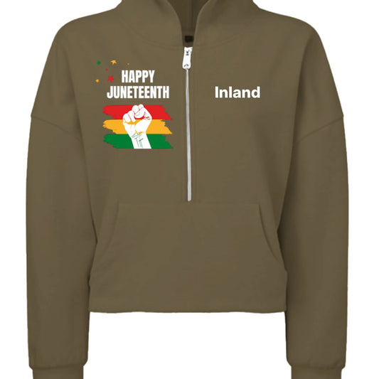 TD077 Ladies' Alice Half-Zip Hooded Sweatshirt - Juneteenth Day by Inland Leather Co
