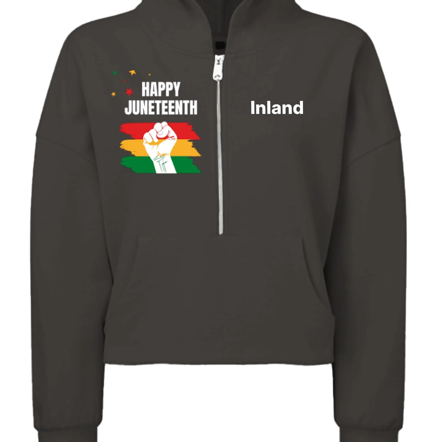 TD077 Ladies' Alice Half-Zip Hooded Sweatshirt - Juneteenth Day by Inland Leather Co