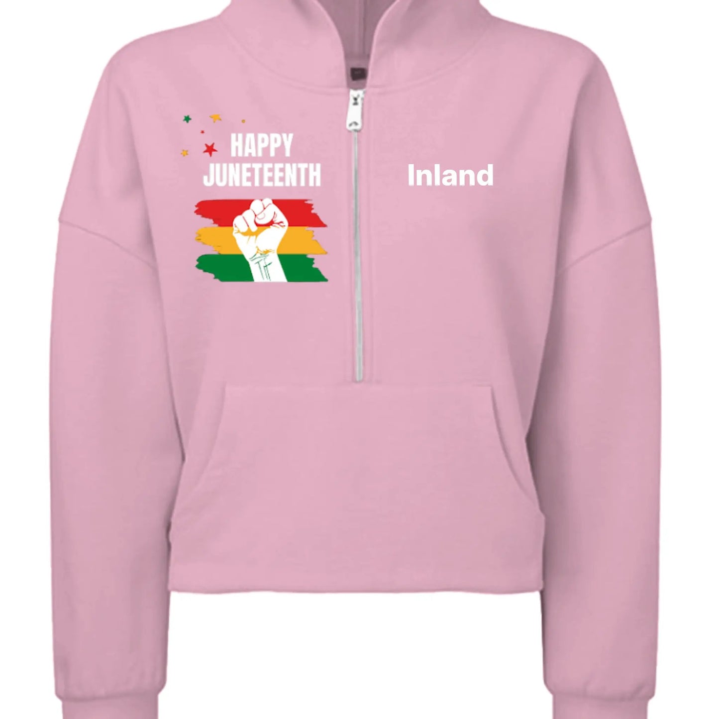 TD077 Ladies' Alice Half-Zip Hooded Sweatshirt - Juneteenth Day by Inland Leather Co