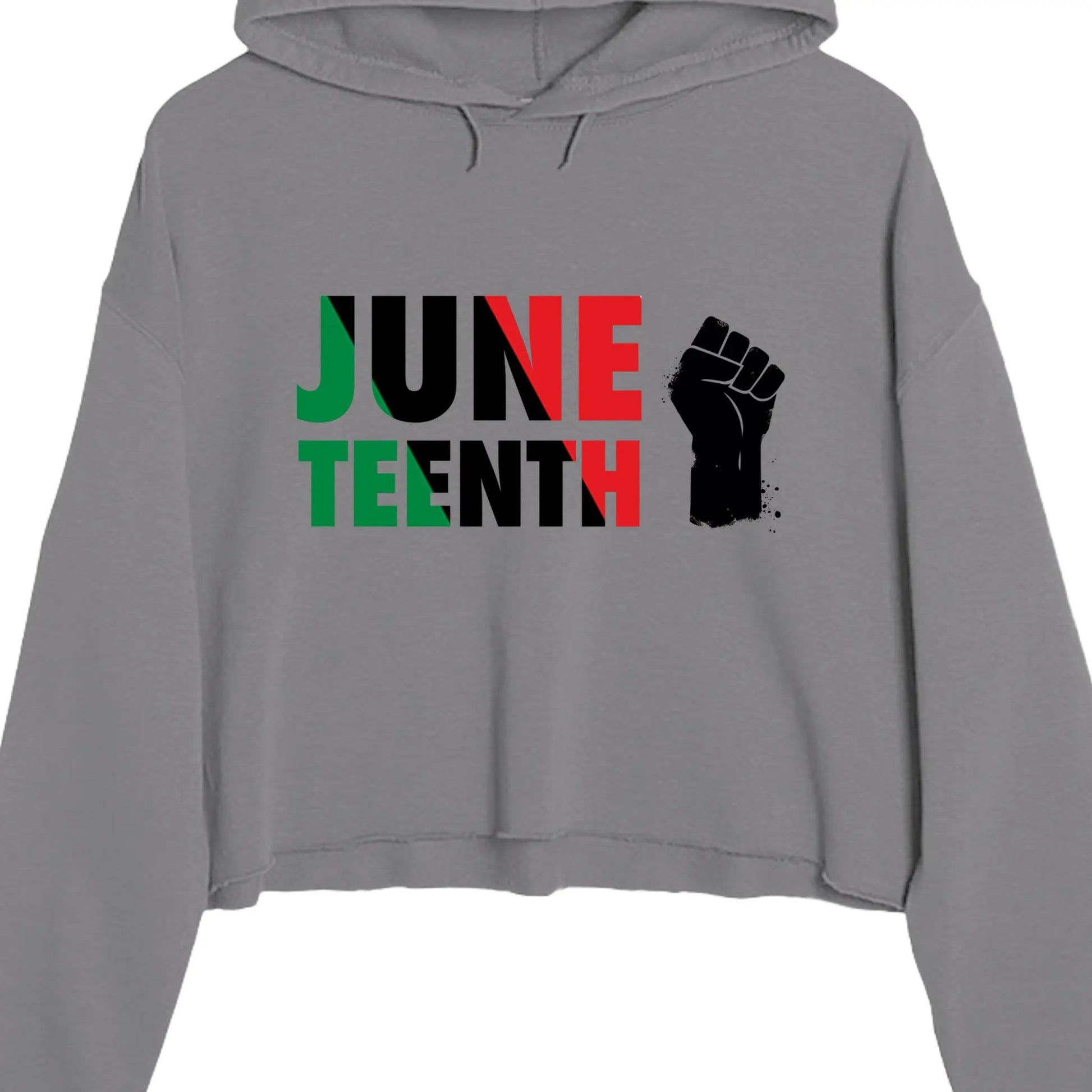 Lane Seven LS12000 Ladies' Crop Hooded Sweatshirt Juneteenth Day by Inland Leather Co