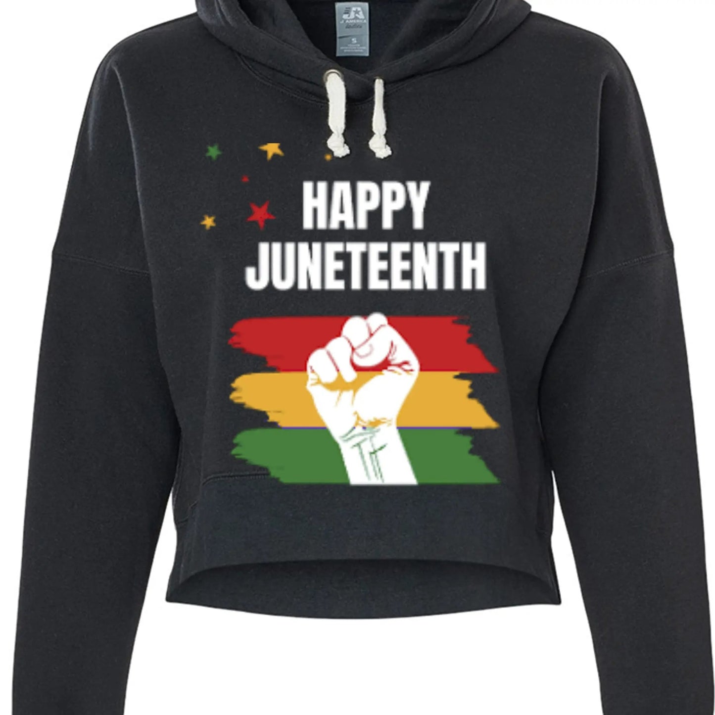 8853 Women's Crop Hooded Sweatshirt - Juneteenth Freedom Day by Inland Leather Co