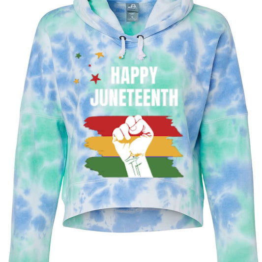 8853 Women's Crop Hooded Sweatshirt - Juneteenth Freedom Day by Inland Leather Co