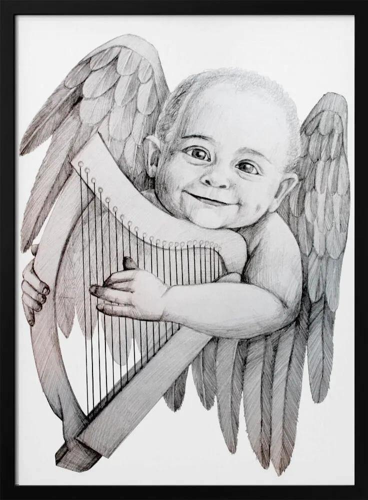 Wall art Joyfully Playing A Harp by Violeta Vollmer