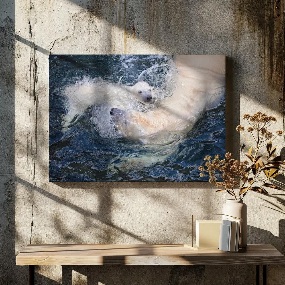 Wall art HER CUTENESS, swimming with mum by Antje Wenner-Braun