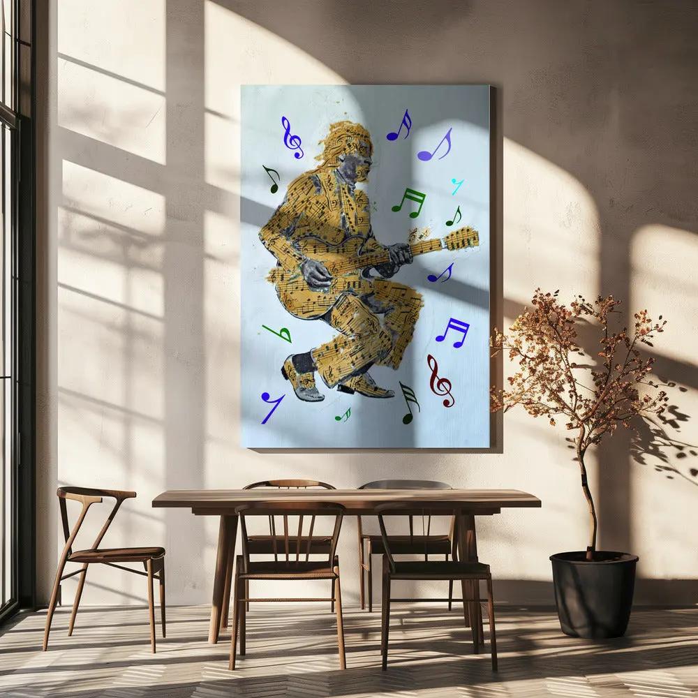 Guitarist Music Notes--Music Poster Canvas Print by Carlo Kaminski