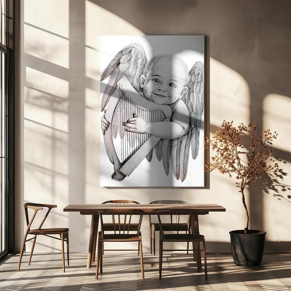Wall art Joyfully Playing A Harp by Violeta Vollmer