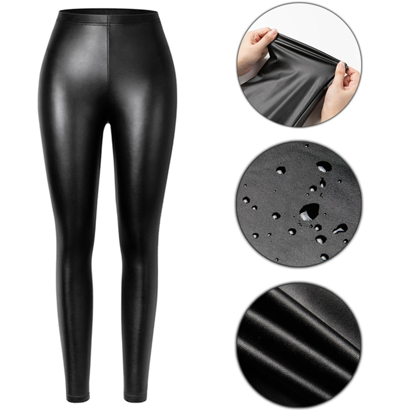 PU Faux Leather Legging Sexy Thin Black Women Leggings New Fashion Stretchy Fitness Casual Pants Warm Waterproof Skinny Push Up-0