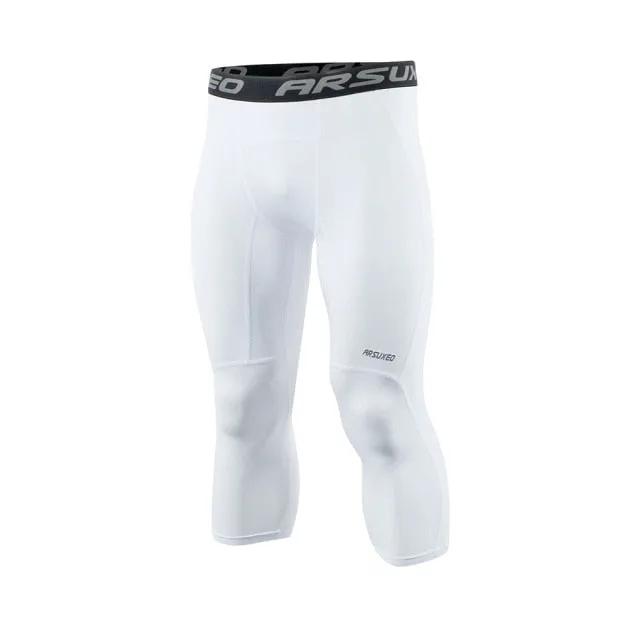 Men 3/4 Sports Compression Tights Base Layer Running Tights GYM Fitness Active Training Exercise Pants by Vimost Shop
