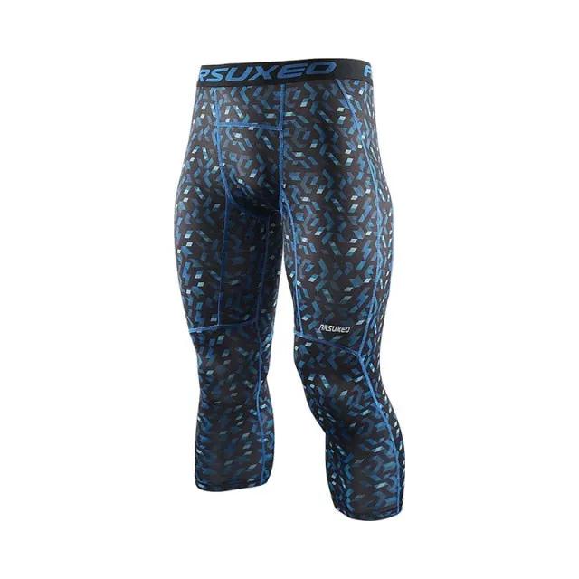 Men 3/4 Sports Compression Tights Base Layer Running Tights GYM Fitness Active Training Exercise Pants by Vimost Shop