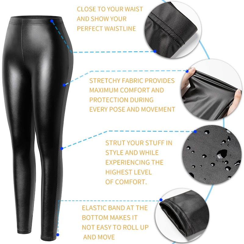 PU Faux Leather Legging Sexy Thin Black Women Leggings New Fashion Stretchy Fitness Casual Pants Warm Waterproof Skinny Push Up-4