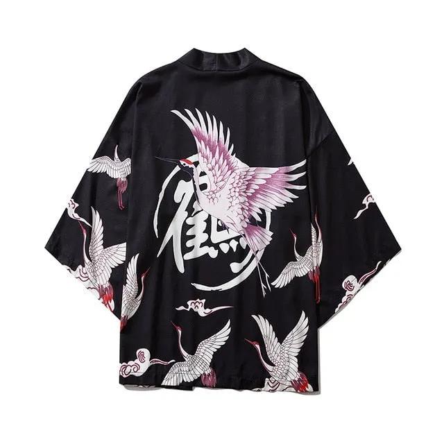 Japan Style Clothes Men Summer Streetwear Cat Print Kimono Cardigan Mandarin Robe Men Unisex Japanese Trend Kimonos by Vimost Shop