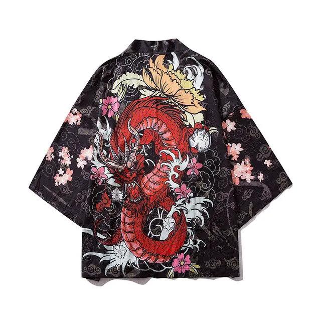 Japan Style Clothes Men Summer Streetwear Cat Print Kimono Cardigan Mandarin Robe Men Unisex Japanese Trend Kimonos by Vimost Shop