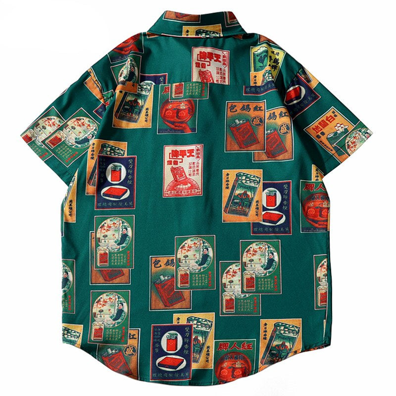 Men Hip Hop Shirt Streetwear Cigarette Retro Style-1