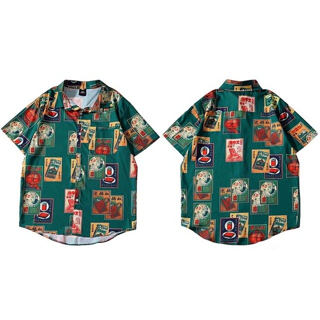 Men Hip Hop Shirt Streetwear Cigarette Retro Style-4