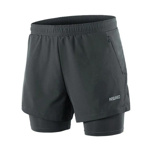 Men Running Shorts 2 in 1 Sports Shorts Quick Dry Active Training Exercise Jogging Gym Shorts With Zipper Pockets by Vimost Shop