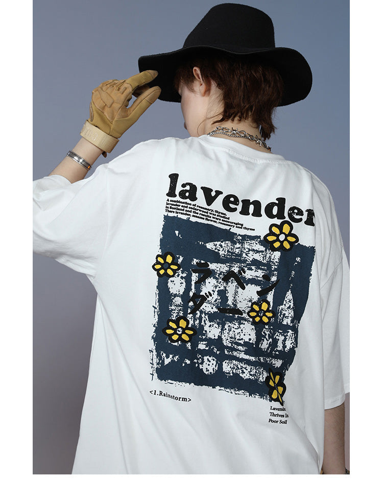 Men Hip Hop T Shirt Streetwear Harajuku Floral T-Shirt Oversize Summer Short Sleeve-0