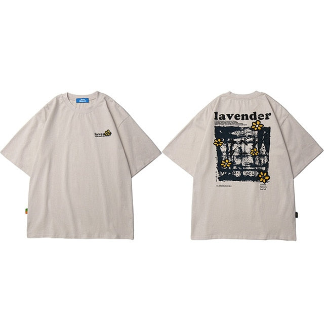 Men Hip Hop T Shirt Streetwear Harajuku Floral T-Shirt Oversize Summer Short Sleeve-3