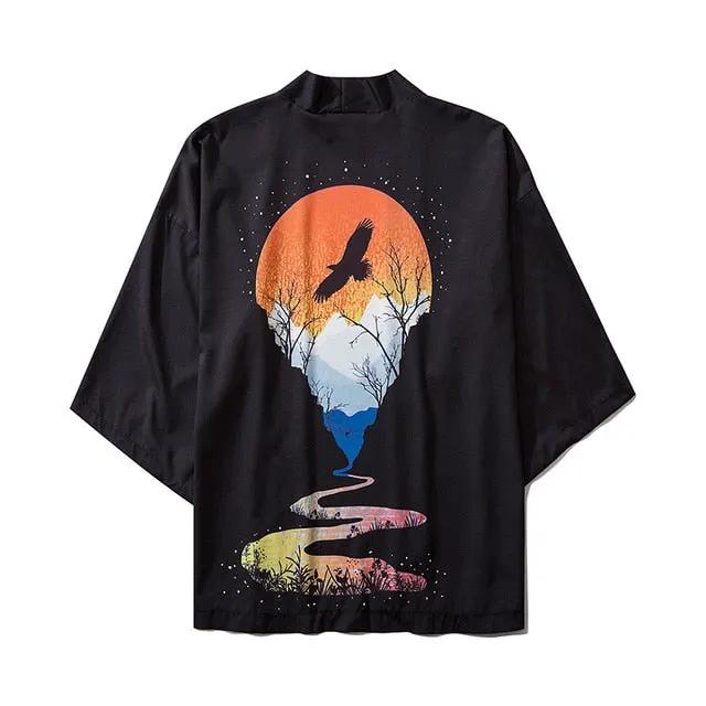 Japanese Style Cat Samurai Kimono Streetwear Men Women Cardigan Japan Harajuku Anime Robe Anime Clothes by Vimost Shop