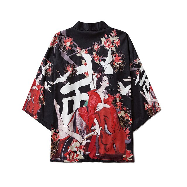 Men Women Chinese Style Anime Panda Samurai Kimono Streetwear Cardigan Japanese Robe Female Clothing-12