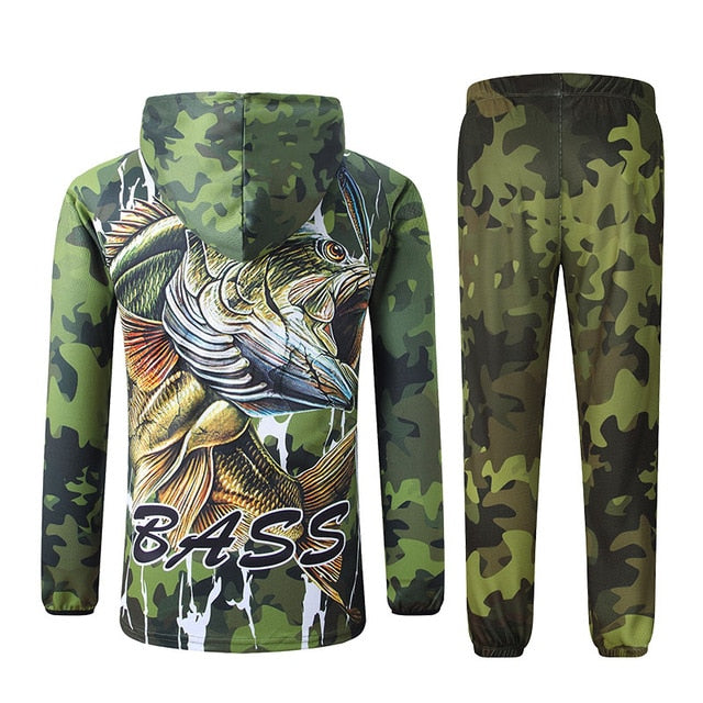 Fishing t Shirts Anti UV Sun Protection Long Sleeve mens Camouflage Fishing Jacket Set Shirt Clothing Clothes Big-1