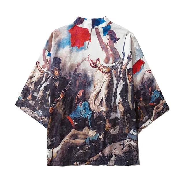 Japanese Crow Print Kimonos Streerwear Yukata Women Haori Harajuku Kimono Robe Cardigan Men Red Asian Clothes by Vimost Shop