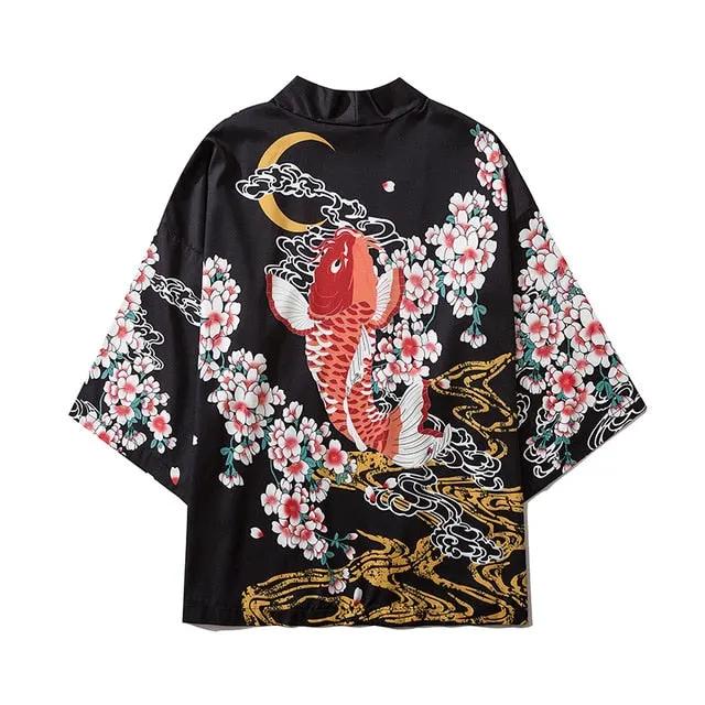 Japanese Crow Print Kimonos Streerwear Yukata Women Haori Harajuku Kimono Robe Cardigan Men Red Asian Clothes by Vimost Shop