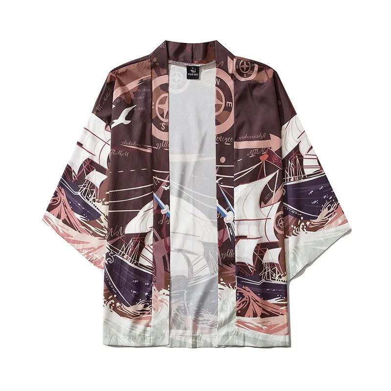 Japanese Crow Print Kimonos Streerwear Yukata Women Haori Harajuku Kimono Robe Cardigan Men Red Asian Clothes by Vimost Shop