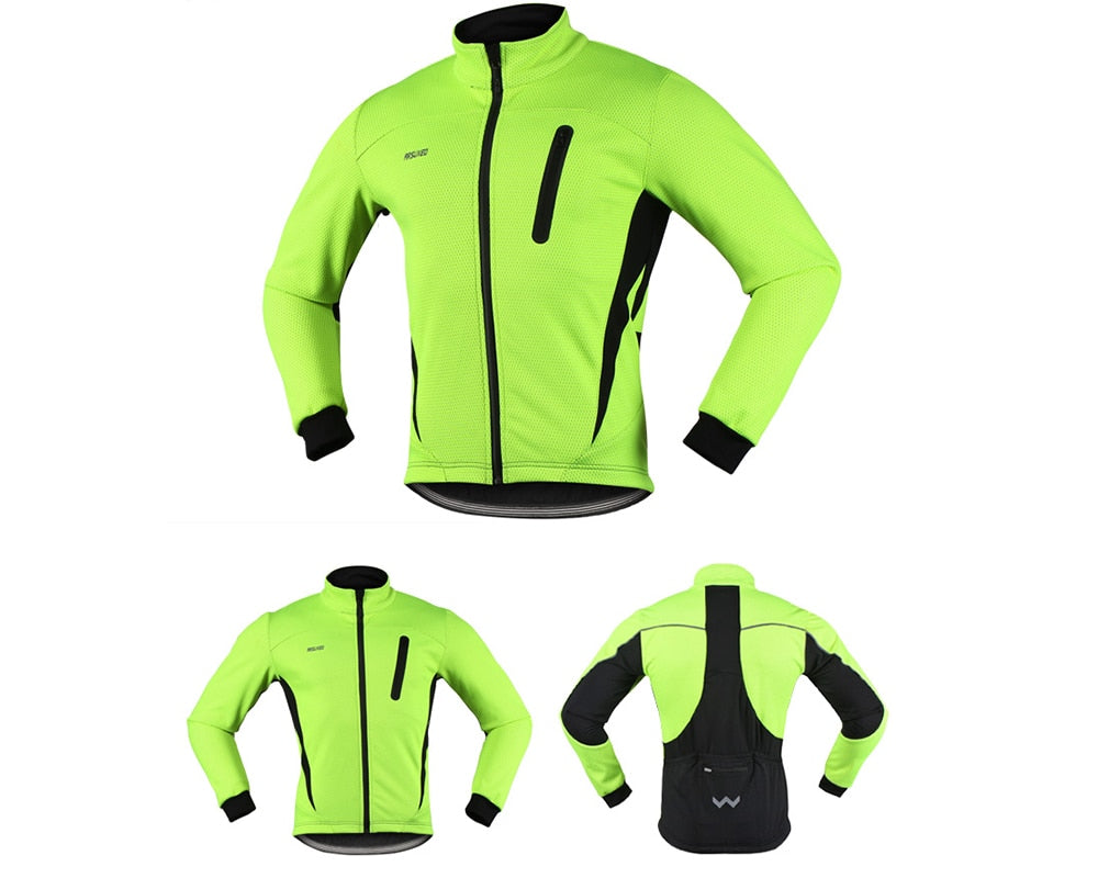 Men Thermal Cycling Jacket Winter Warm Up Fleece Bicycle Clothing Windproof Waterproof Sports Coat MTB Bike Jersey-3