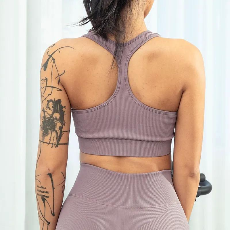 Sports Bra Crop Top Zipper Fitness Women Sportswear Sport Top Bras For Fitness Gym Female Running Push Up Yoga Workout Bra by Vimost Shop