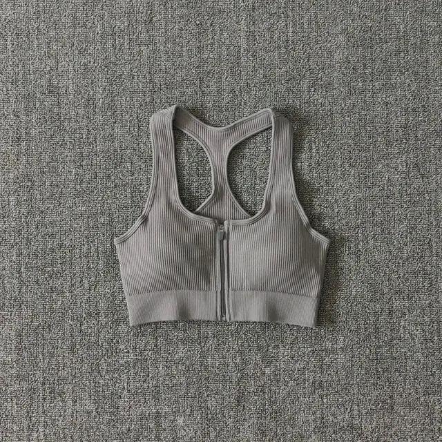 Sports Bra Crop Top Zipper Fitness Women Sportswear Sport Top Bras For Fitness Gym Female Running Push Up Yoga Workout Bra by Vimost Shop