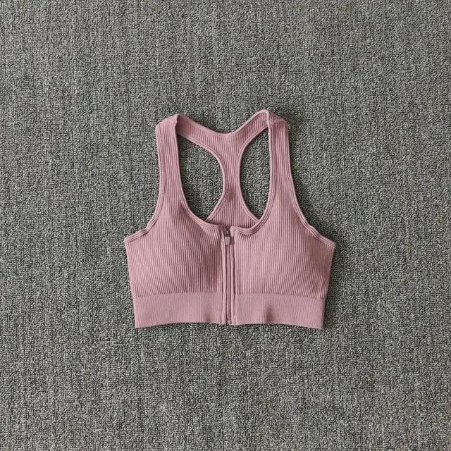 Sports Bra Crop Top Zipper Fitness Women Sportswear Sport Top Bras For Fitness Gym Female Running Push Up Yoga Workout Bra by Vimost Shop
