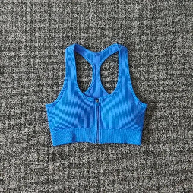 Sports Bra Crop Top Zipper Fitness Women Sportswear Sport Top Bras For Fitness Gym Female Running Push Up Yoga Workout Bra by Vimost Shop