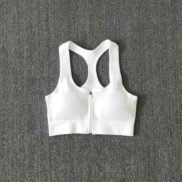 Sports Bra Crop Top Zipper Fitness Women Sportswear Sport Top Bras For Fitness Gym Female Running Push Up Yoga Workout Bra by Vimost Shop
