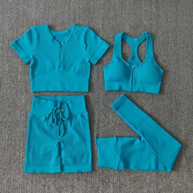 Seamless Yoga Set Workout Shirts Sport Pants Bra Gym Clothing Tracksuit Drawstring High Waist Running Leggings Fitness Suit by Vimost Shop