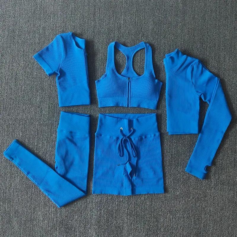 Seamless Women Yoga Set Workout Sportswear Gym Clothing Zipper Long Sleeve High Waist Leggings Fitness Bra Athletic Sports Suits by Vimost Shop