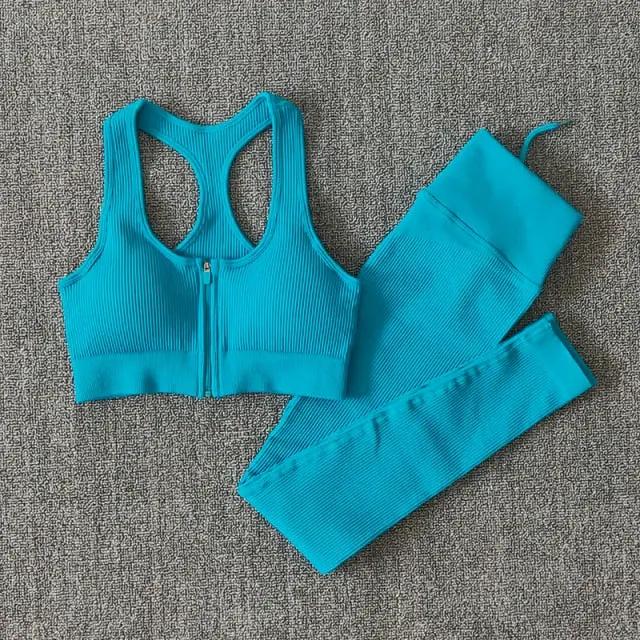 Seamless Women Yoga Set Workout Sportswear Gym Clothing Zipper Long Sleeve High Waist Leggings Fitness Bra Athletic Sports Suits by Vimost Shop