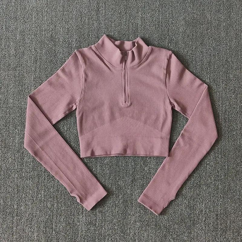 Women Long Sleeve Sports Shirt Jacket Zip Fitness Shirt Yoga Gym Top Activewear Running Workout Clothes Sports Wear by Vimost Shop