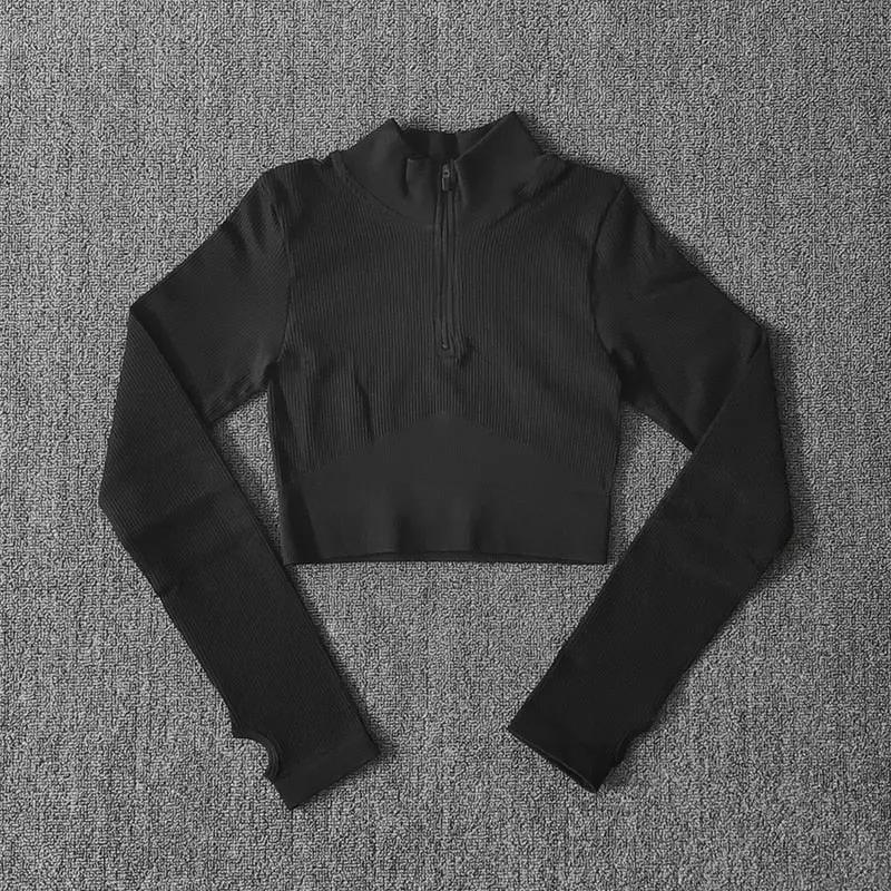 Women Long Sleeve Sports Shirt Jacket Zip Fitness Shirt Yoga Gym Top Activewear Running Workout Clothes Sports Wear by Vimost Shop