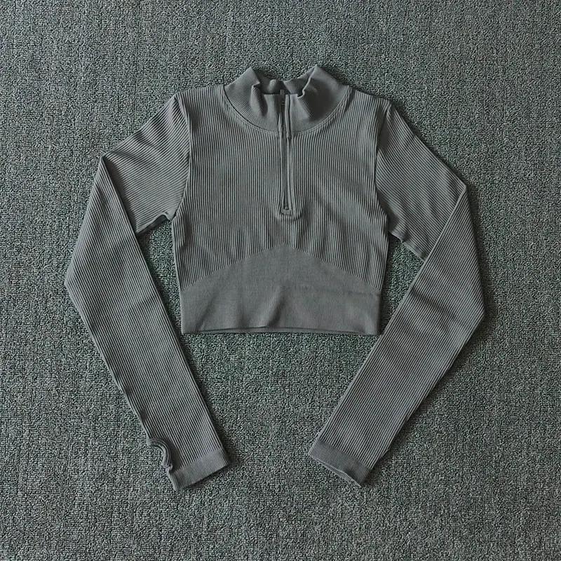 Women Long Sleeve Sports Shirt Jacket Zip Fitness Shirt Yoga Gym Top Activewear Running Workout Clothes Sports Wear by Vimost Shop