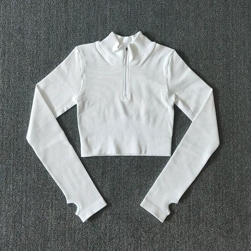 Women Long Sleeve Sports Shirt Jacket Zip Fitness Shirt Yoga Gym Top Activewear Running Workout Clothes Sports Wear by Vimost Shop
